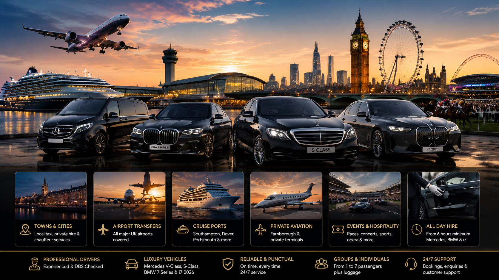 Areas we cover services TX Cars chauffeur and airport transfers